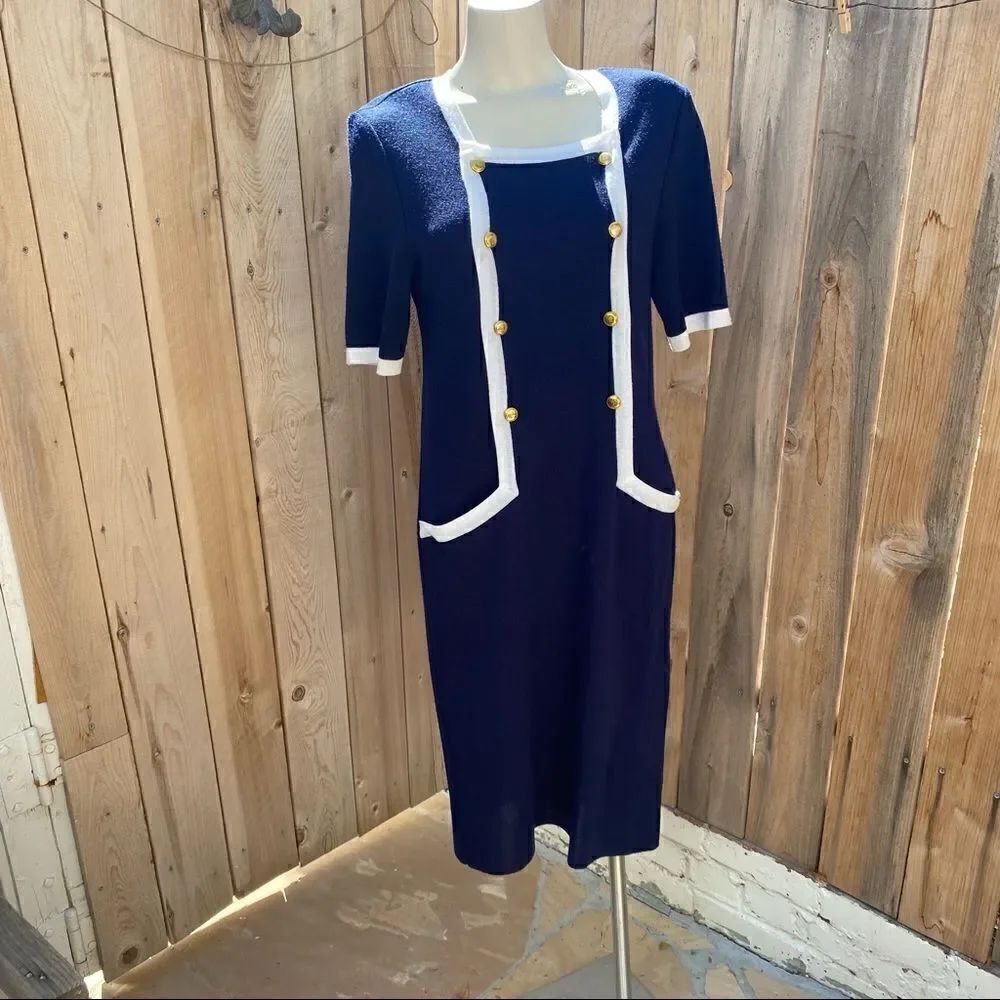 Vintage Nina Ricci dark blue sweater dress size 3